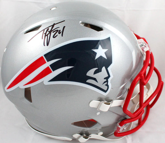 Ty Law Autographed New England Patriots F/S Speed Authentic Helmet-Beckett W Hologram *Black Image 1