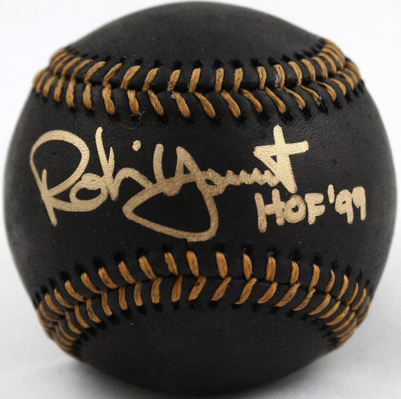 Robin Yount Autographed Rawlings OML Black Baseball w/ HOF 99-Beckett W Hologram *Gold Image 1