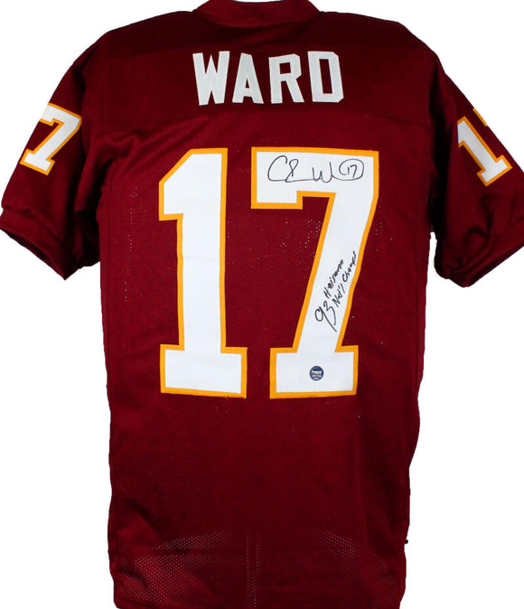 Charlie Ward Autographed Maroon College Style Jersey w/Heisman Natl Champs-Prova *Black Image 1
