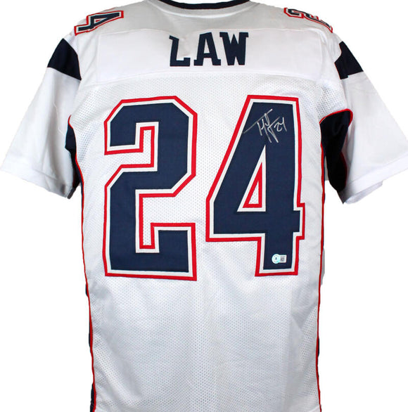 Ty Law Autographed White Pro Style Jersey-Beckett W Hologram *Silver Image 1