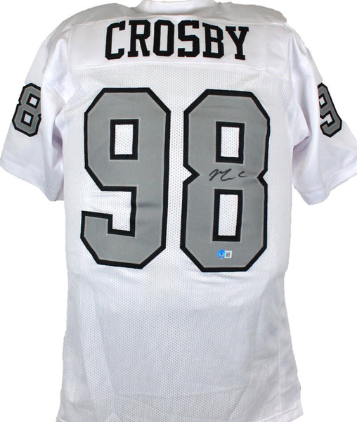 The Jersey Source Maxx Crosby Autographed White Pro Style Jersey Grey #-Beckett W Hologram *Black