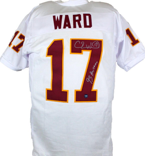 Charlie Ward Autographed White College Style Jersey w/Heisman-Prova *Silver Image 1