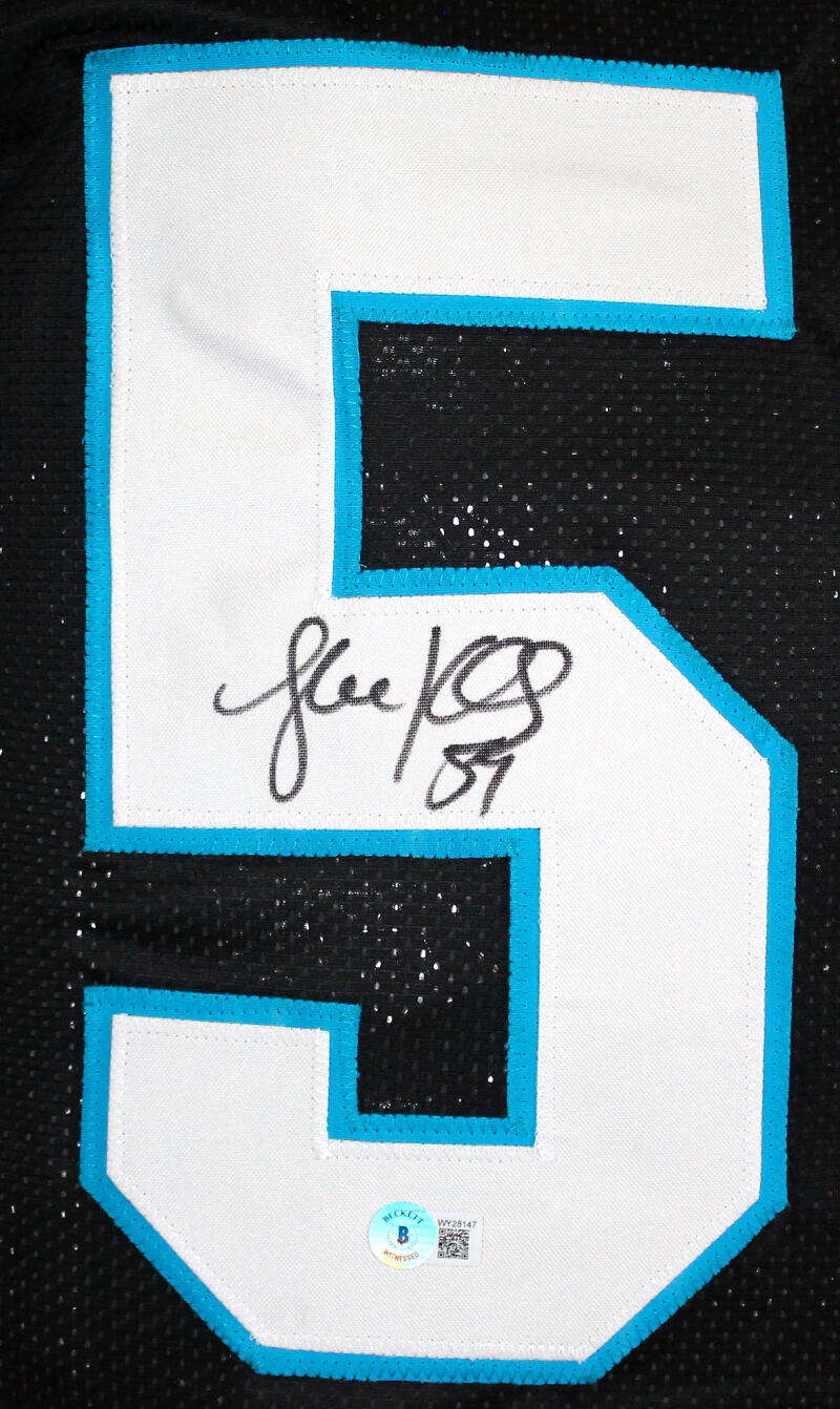 The Jersey Source Luke Kuechly Autographed Black Pro Style Stat Jersey- Beckett W Hologram *Black