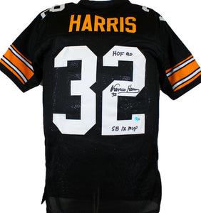 Franco Harris Autographed Custom White Football Jersey