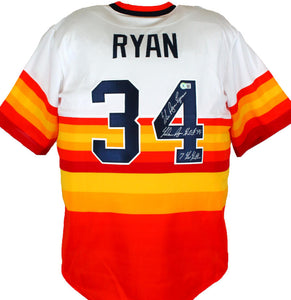 Nolan Ryan Autographed Astros Nike Rainbow Jersey w/ 3 Insc.-Beckett H –  The Jersey Source