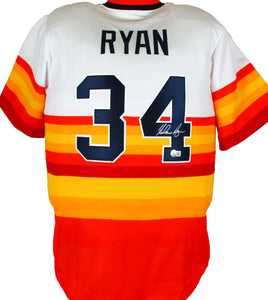 Houston Astros Nolan Ryan Autographed White & Orange/Yellow