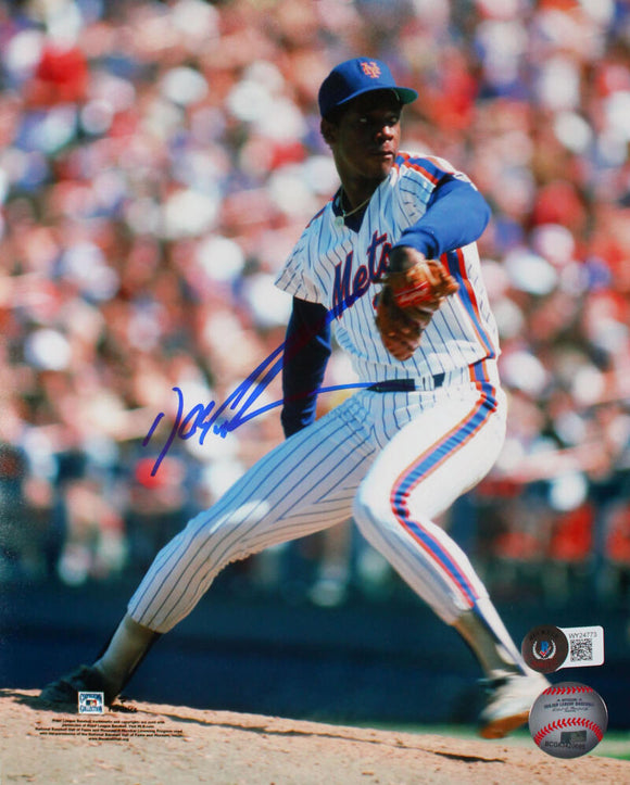 Doc Gooden Autographed NY Mets 8x10 Pitching Photo- Beckett W Hologram *Blue Image 1