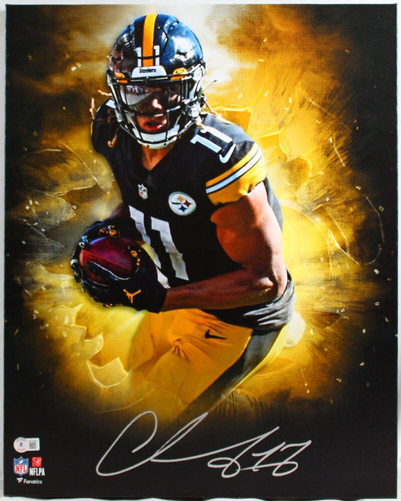 Chase Claypool Autographed Steelers Framed 16x20 Stretched Canvas-Beckett W Hologram *Silver Image 1