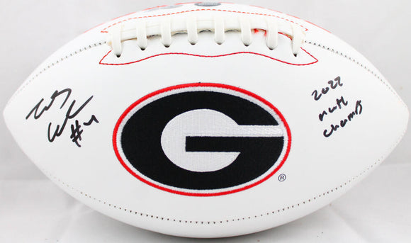 James Cook Autographed Georgia Bulldogs Logo Football w/22 Natl Champs-Beckett W Hologram *Black Image 1