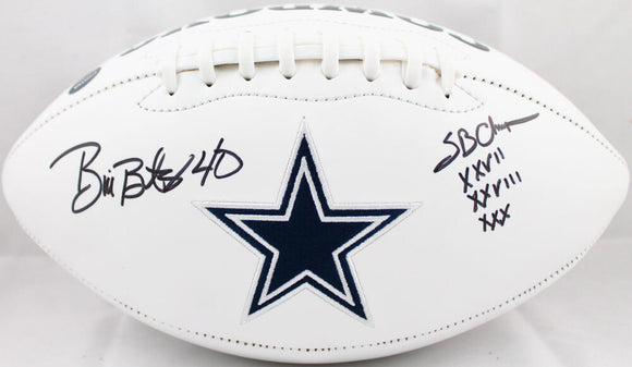 Bill Bates Autographed Dallas Cowboys Logo Football W/SB Champs-Prova *Black Image 1