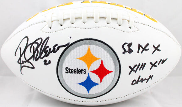 Rocky Bleier Autographed Pittsburgh Steelers Logo Football w/SB Champs-Beckett W Hologram *Black Image 1