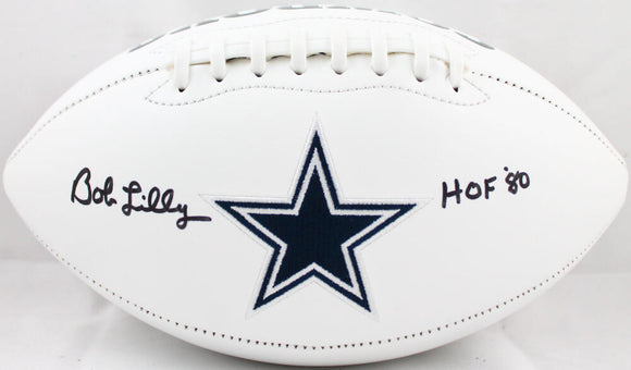 Bob Lilly Autographed Dallas Cowboys Logo Football W/HOF-Beckett W Hologram *Black Image 1