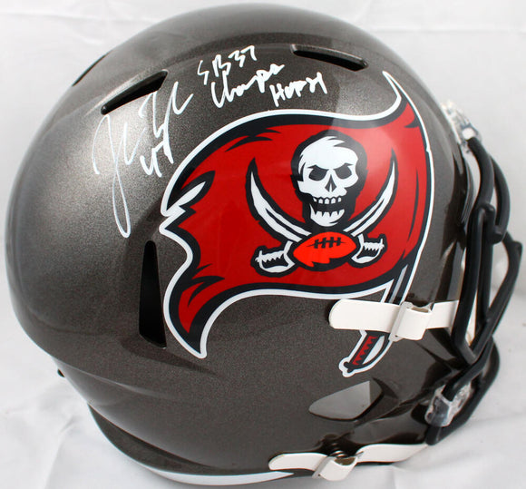 John Lynch Autographed Tampa Bay Buccaneers F/S 97-13 Speed Helmet W/ HOF SB Champs-Beckett W Hologram *White Image 1