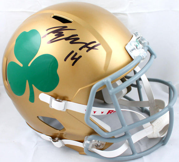 Kyle Hamilton Autographed Notre Dame F/S Shamrock Speed Helmet-Beckett W Hologram *Black Image 1