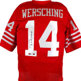 Ray Wersching Autographed Red Pro Style Jersey w/14 points SB XVI- Beckett Hologram *Black Image 1