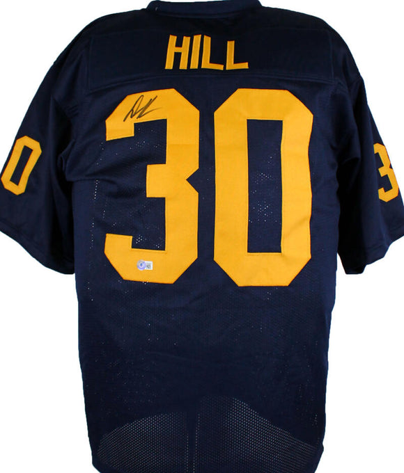 Dax Hill Autographed Blue College Style Jersey - Beckett W Hologram *Black Image 1