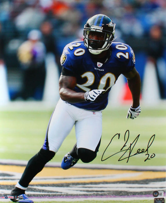Ed Reed Autographed Baltimore Ravens 16x20 HM Running Photo-Beckett W Hologram *Black Image 1