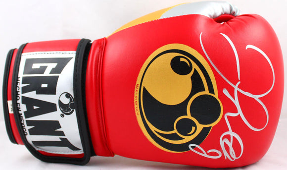 Floyd Mayweather Autographed Red/Gold Grant Boxing Glove *Right-Beckett W Hologram *Silver Image 1