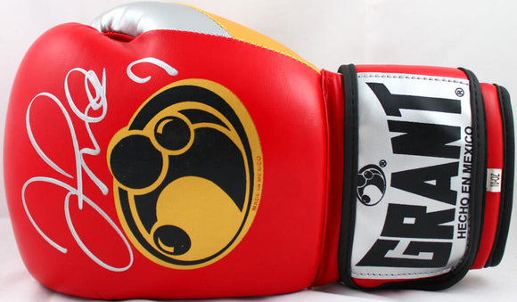 Floyd Mayweather Autographed Red/Gold Grant Boxing Glove *Left-Beckett W Hologram *Silver Image 1