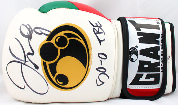 Floyd Mayweather Autographed White/Red Grant Boxing Glove *Left w/ 2 Insc. -Beckett W Hologram *Black Image 1