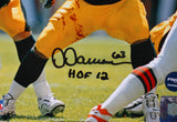 Dermontti Dawson Autographed Steelers 8x10 Blocking PF Photo w/HOF- Prova *Black Image 2