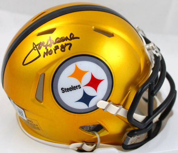 Joe Greene Autographed Pittsburgh Steelers Flash Speed Mini Helmet W/HOF-Beckett W Hologram *Black Image 1