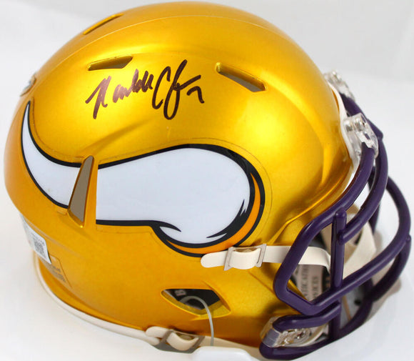 Randall Cunningham Autographed Minnesota Vikings Flash Speed Mini Helmet- Beckett W Hologram *Black Image 1