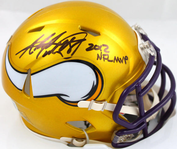Adrian Peterson Signed Minnesota Vikings Flash Speed Mini Helmet w/NFL MVP-Beckett W Hologram *Black Image 1