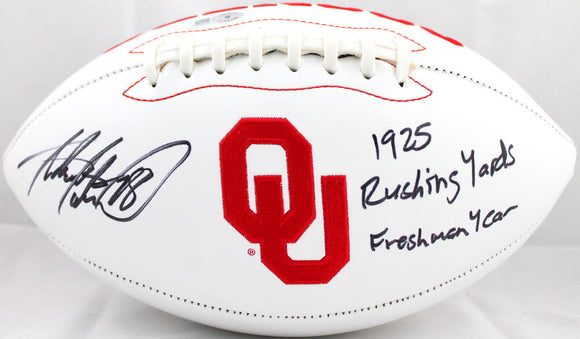 Adrian Peterson Autographed Oklahoma Sooners Logo Football w/Rushing Yds.-Beckett W Hologram *Black Image 1