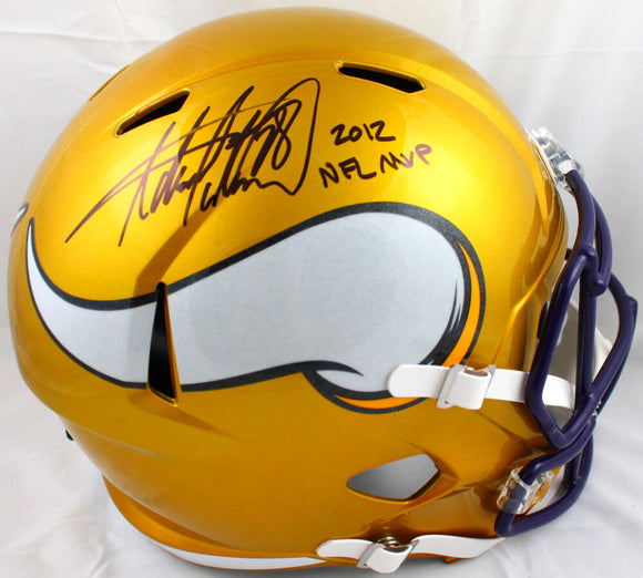 Adrian Peterson Autographed Minnesota Vikings F/S Flash Speed Helmet w/NFL MVP-Beckett W Hologram *Black Image 1