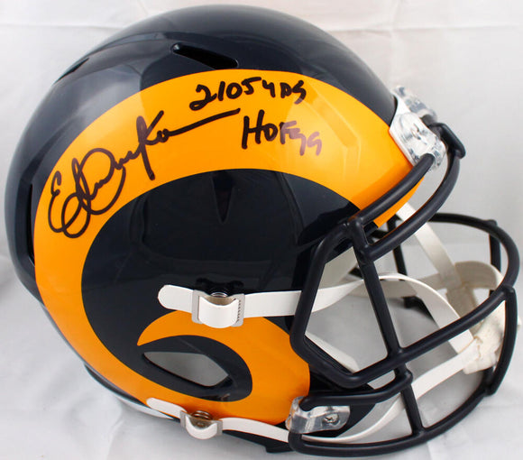 Eric Dickerson Autographed F/S LA Rams 81-99 Speed Helmet w/HOF, Yds.-Beckett W Hologram *Black Image 1