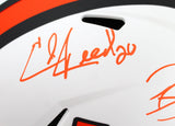 Ray Lewis Ed Reed Autographed Miami Hurricanes F/S Lunar Speed Helmet-Beckett W *Orange Image 2