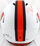 Ray Lewis Ed Reed Autographed Miami Hurricanes F/S Lunar Speed Helmet-Beckett W *Orange Image 5