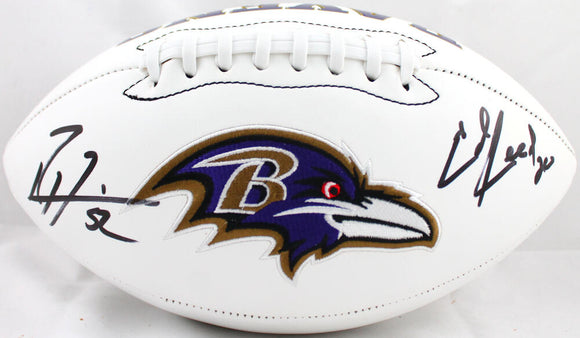 Ed Reed Ray Lewis Autographed Baltimore Ravens Logo Football-Beckett W Hologram *Black Image 1