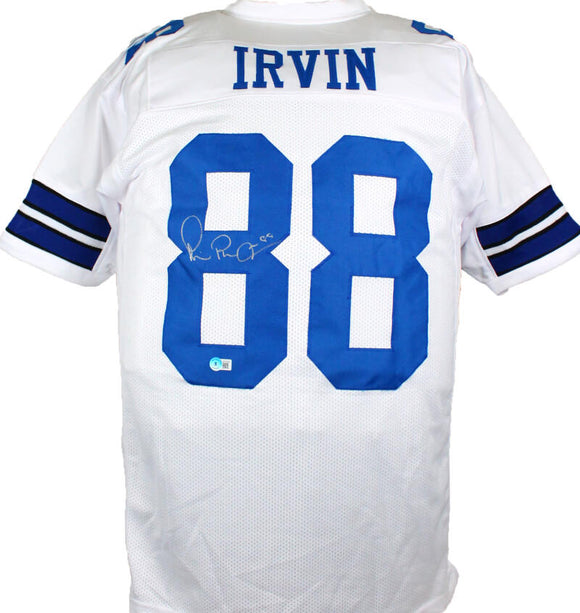 Michael Irvin Autographed White Pro Style Jersey *L8-Beckett W Hologram *Silver Image 1