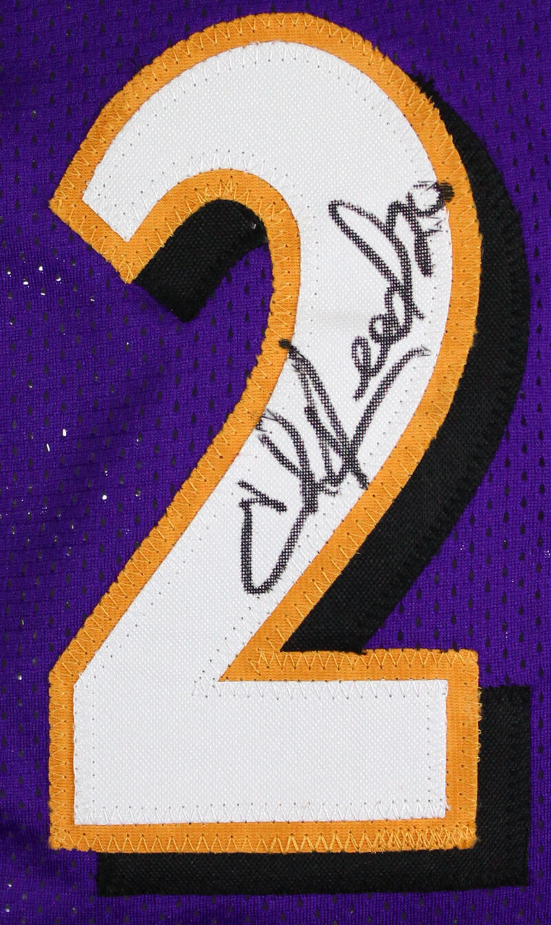 The Jersey Source Ray Lewis Ed Reed Autographed Purple Pro Style Jersey-Beckett W Hologram *Black