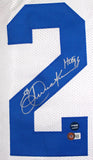 Eric Dickerson Autographed White Pro Style STAT Jersey w/ HOF - Beckett W Hologram *Silver Image 2
