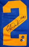 Eric Dickerson Autographed Blue Pro Style STAT Jersey w/ HOF - Beckett W Hologram *Black Image 2