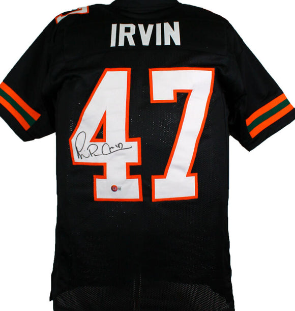 Michael Irvin Autographed Black College Style Jersey- Beckett W Hologram *Black Image 1