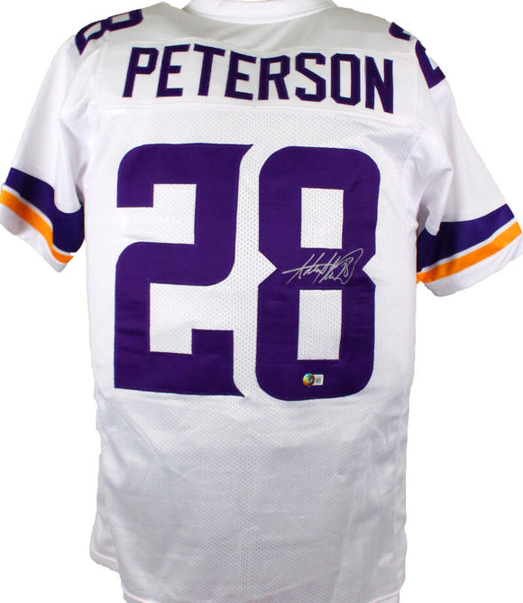 Adrian Peterson Autographed White Pro Style Jersey- Beckett W Hologram *8 Image 1