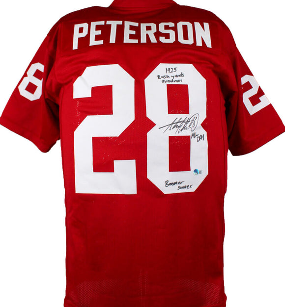 Adrian Peterson Autographed Maroon College Style Jersey w/3 Inscriptions- Beckett W Hologram *Black Image 1
