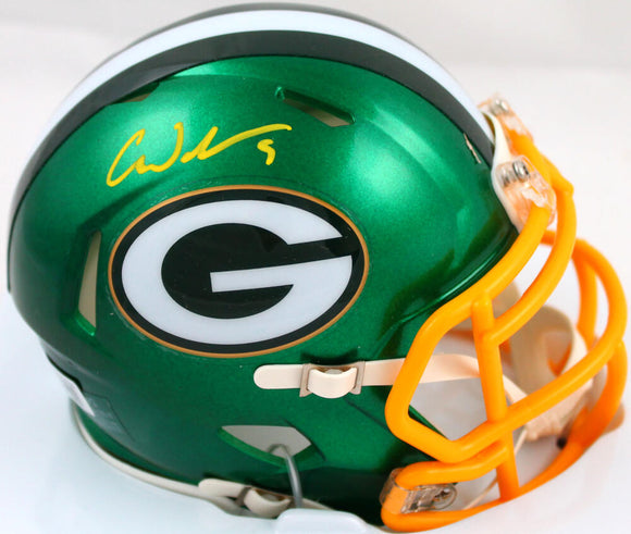 Christian Watson Autographed Green Bay Packers Flash Speed Mini Helmet-Beckett W Hologram *Yellow Image 1