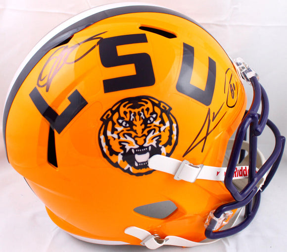 Jarvis Landry Odell Beckham Signed LSU Tigers F/S Speed Helmet- Beckett W Hologram *Black Image 1