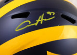 Aidan Hutchinson Autographed Michigan Wolverines F/S Speed Helmet- Beckett W Hologram *Yellow Image 2