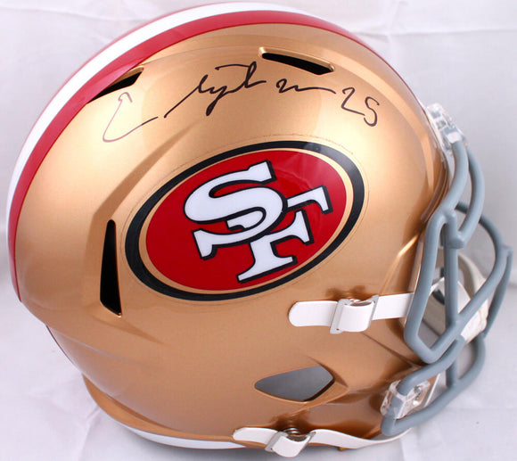 Elijah Mitchell Autographed San Francisco 49ers F/S Speed Helmet-Beckett W Hologram *Black Image 1
