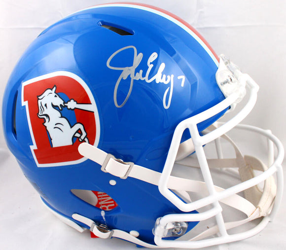 John Elway Autographed Denver Broncos F/S 75-96 Speed Authentic Helmet *Front-Beckett W Hologram *Silver Image 1