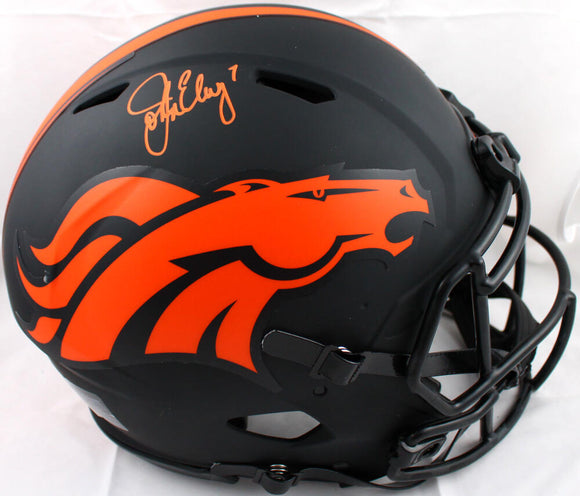 John Elway Autographed Denver Broncos F/S Eclipse Speed Authentic Helmet-Beckett W Hologram *Orange Image 1