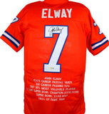 John Elway Autographed Orange Pro Style STAT Jersey #2- Beckett W Hologram *Black  Image 1