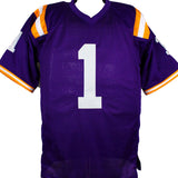 Ja'Marr Chase Autographed Purple College Style Jersey-Beckett W Hologram *Black Image 3