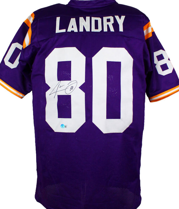 Jarvis Landry Autographed Purple College Style Jersey - Beckett W Hologram *Black Image 1